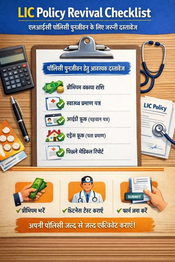 LIC Policy Lapsed Revival Process 2026 – Pura Guide Hindi Mein 3 LIC Policy Lapsed Revival Process 2026 document checklist